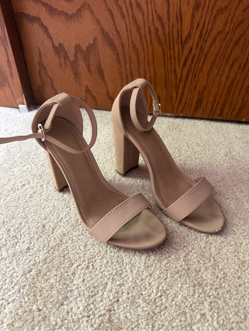 Charlotte Russe Nude Block Heel Ankle Strap Sandals